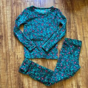 Cat & Jack Floral Kids Pajama Set - Teal and Red